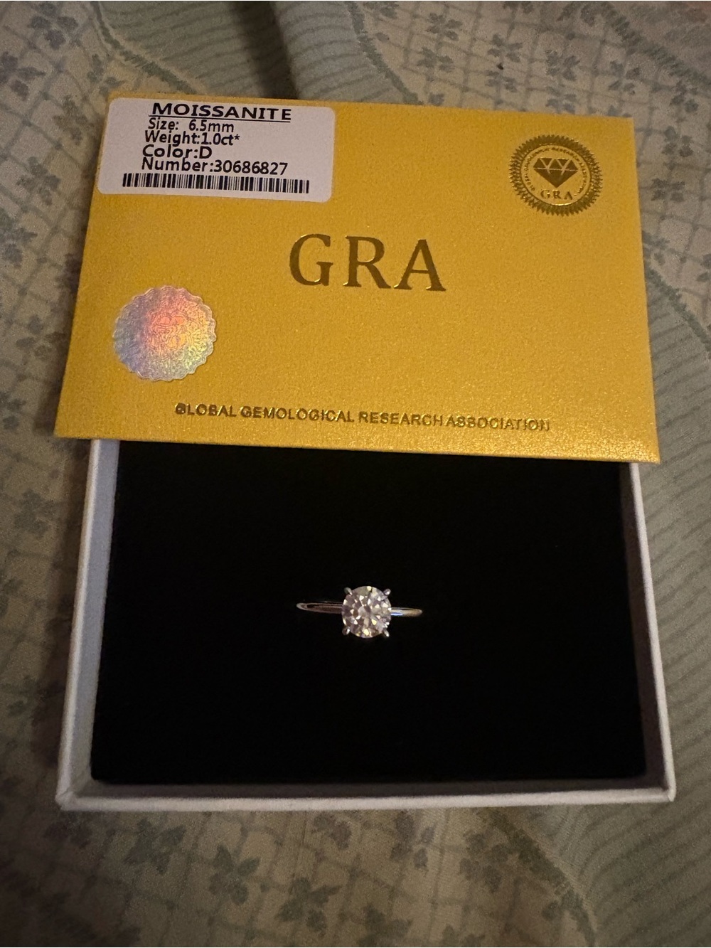 Moissanite Solitaire Engagement Ring Size 9 Floral Basket